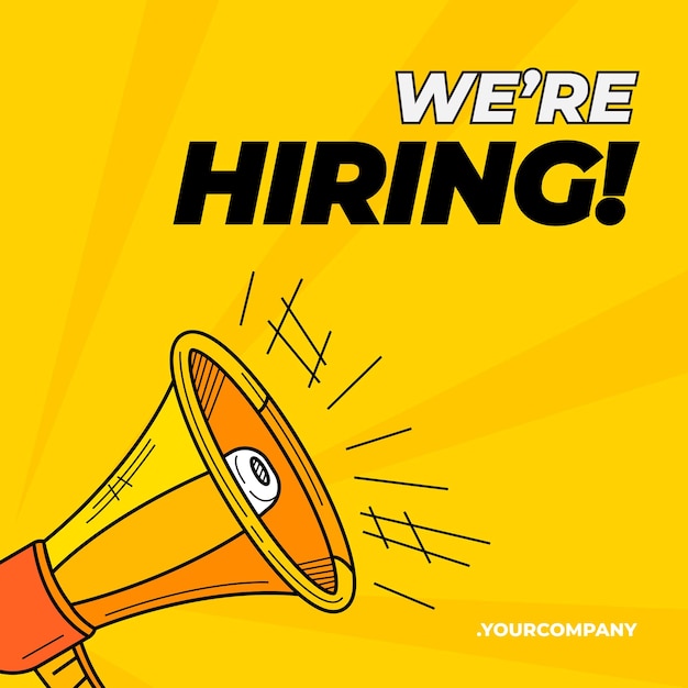 We Are Hiring With Megaphone Comic Style