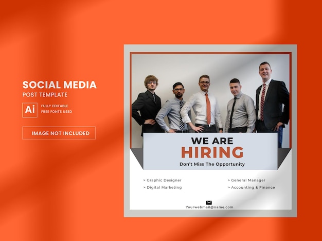 We are hiring for your best career social media post template Premium Vector