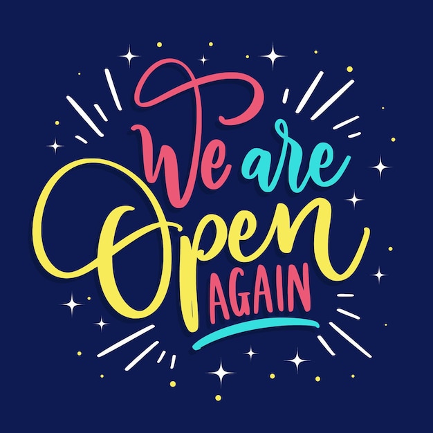 We are open again lettering