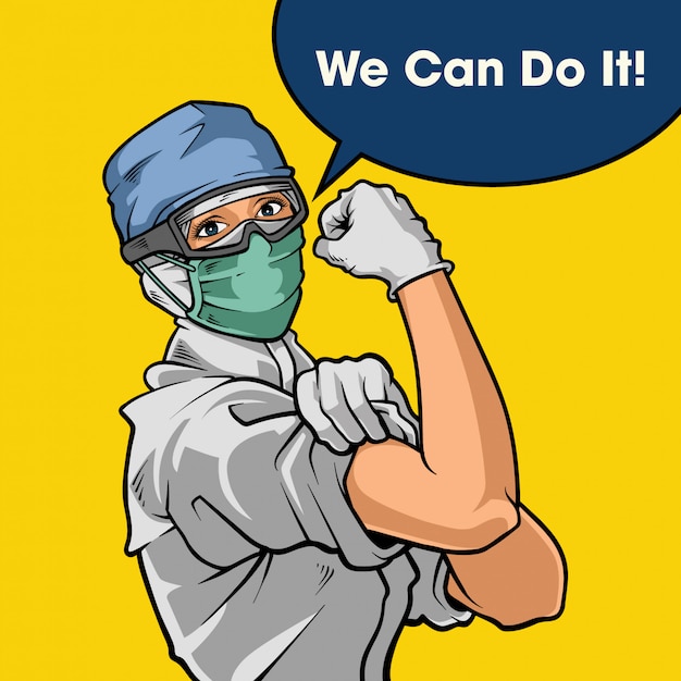 we can do it!. fight against corona virus disease. illustration