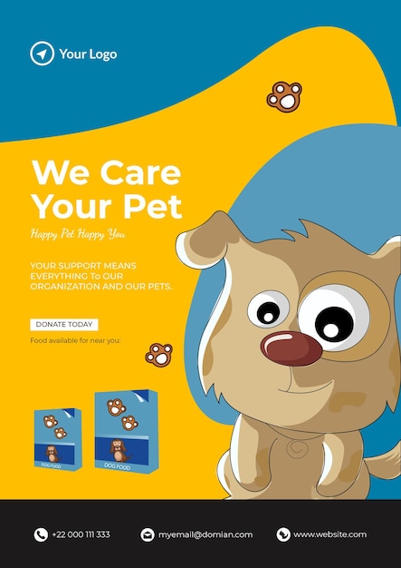 We care your pet flyer design template