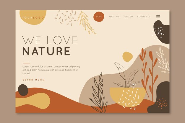 Vector we love nature landing page