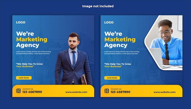 We're marketing agency social media post banner Premium Vector