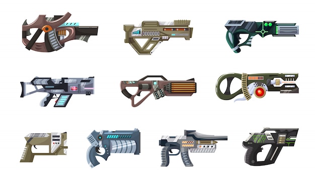 Weapon vector space gun blaster laser gun with futuristic handgun 