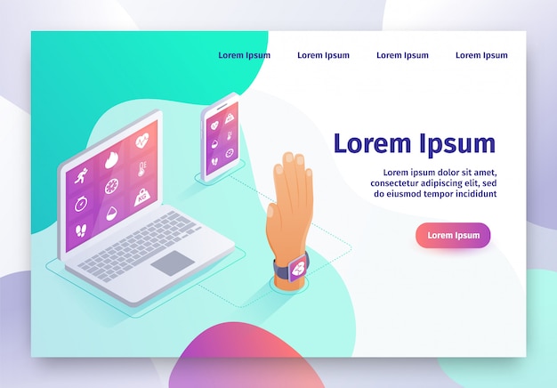 Wearable Digital Device Isometric Vector Website