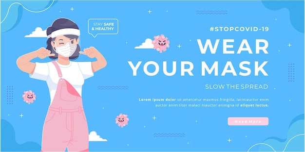 wearing mask campaign banner template