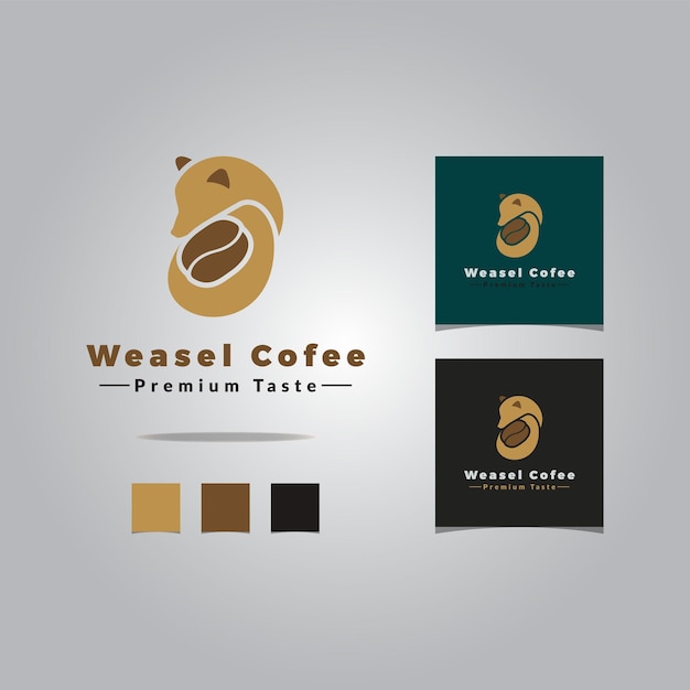 Weasel coffee logo design vector illustration