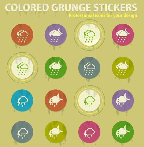 Weather colored grunge icons