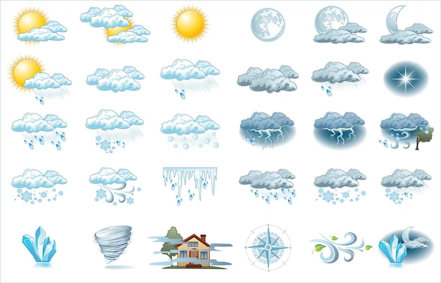 weather forecast icon with bright background. Weather icons for your infographics