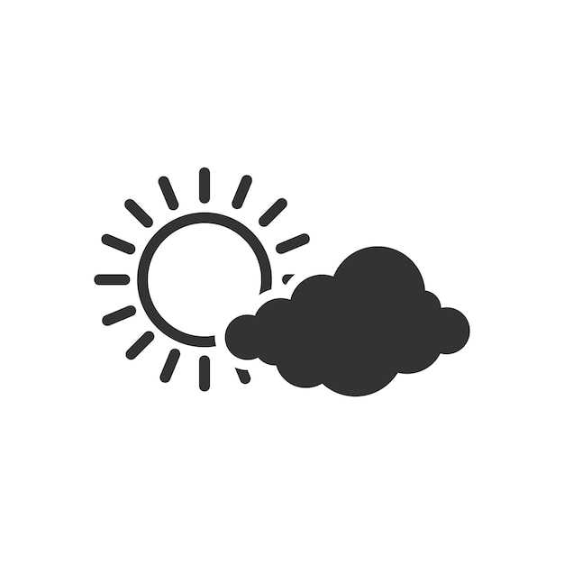 Weather forecast partly cloudy icon in black and white