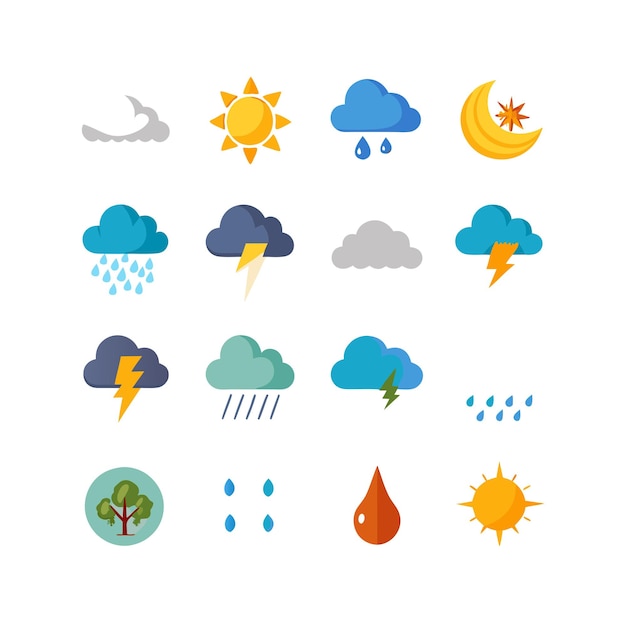 Weather Icon Set Collection Vector Illustration