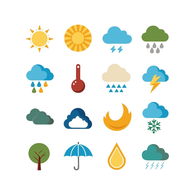 Weather Icon Set Collection Vector Illustration