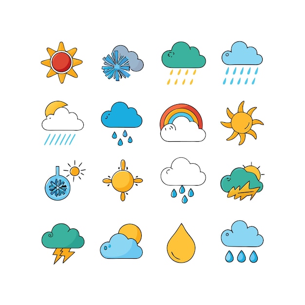 Weather Icon Set Collection Vector Illustration