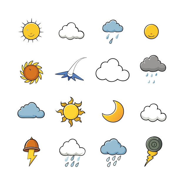 Weather Icon Set Collection Vector Illustration