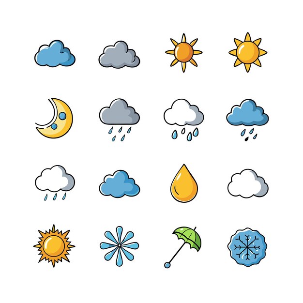 Weather Icon Set Collection Vector Illustration