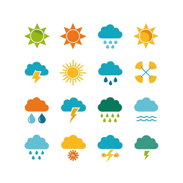 Weather Icon Set Collection Vector Illustration