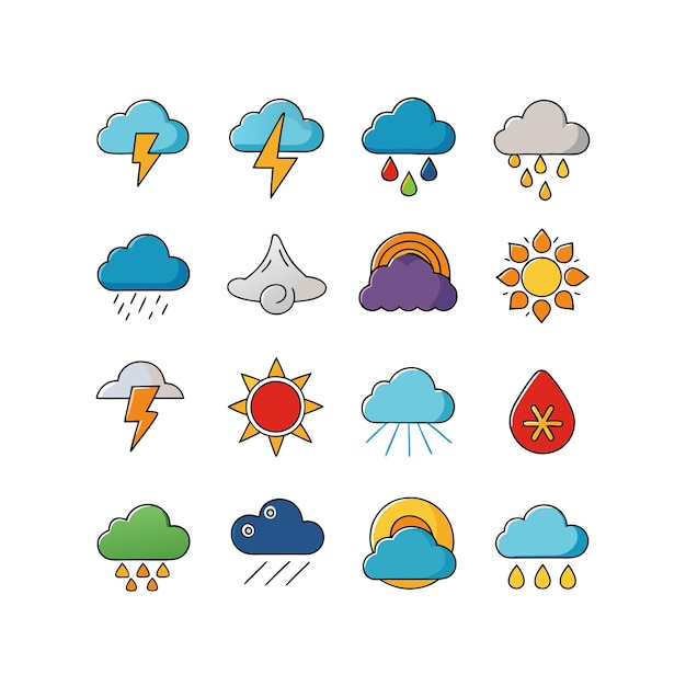 Vector weather icon set collection vector illustration