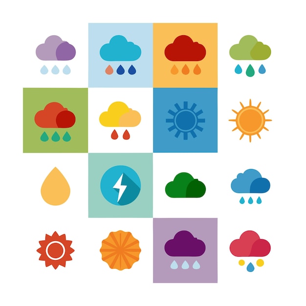 Vector weather icon set collection vector illustration