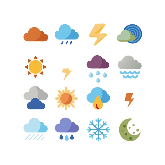 Vector weather icon set collection vector illustration