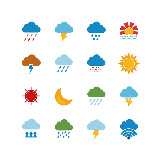 Weather Icon Set Collection Vector Illustration