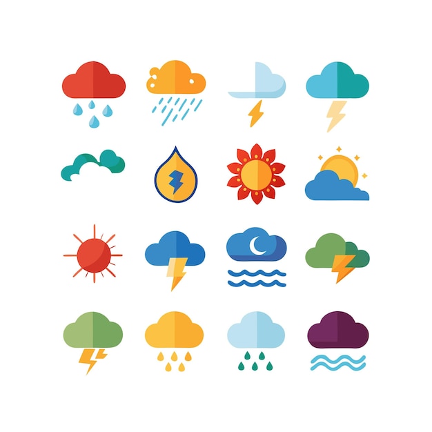 Weather Icon Set Collection Vector Illustration