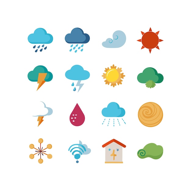 Vector weather icon set collection vector illustration