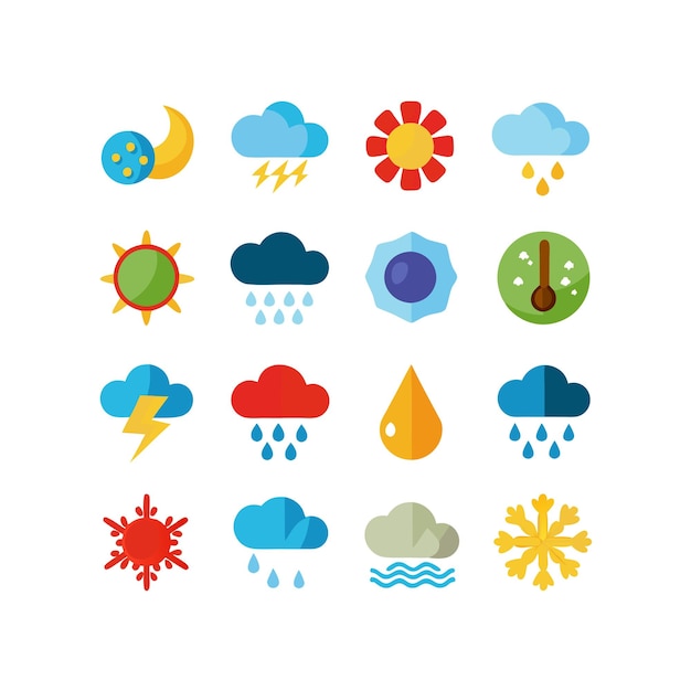 Vector weather icon set collection for websites and mobile applications