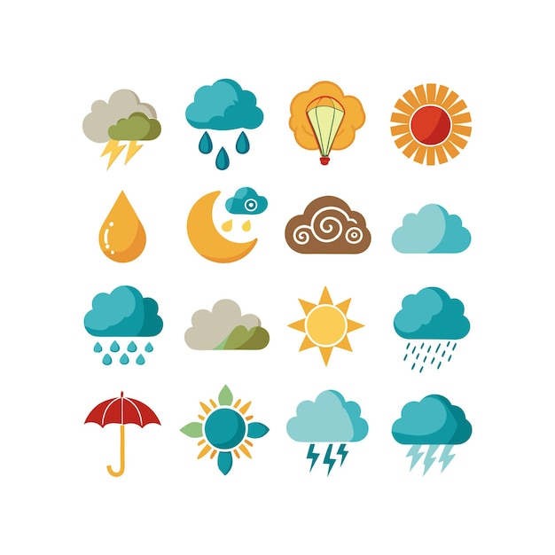 Vector weather icon set collection for websites and mobile applications