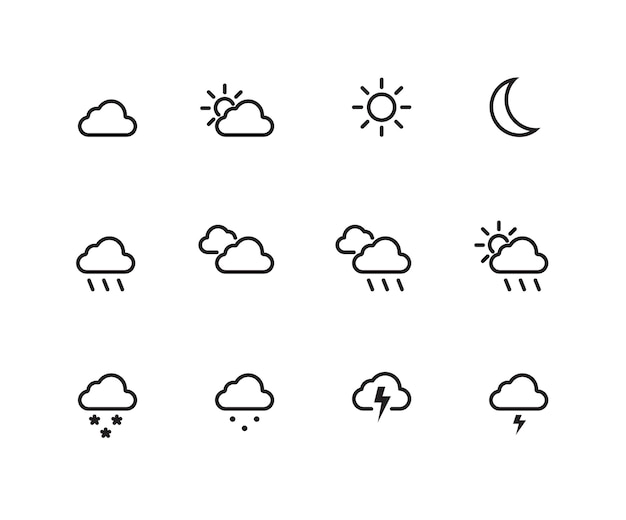 Weather icon set outlined