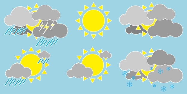 Weather icons on a blue background