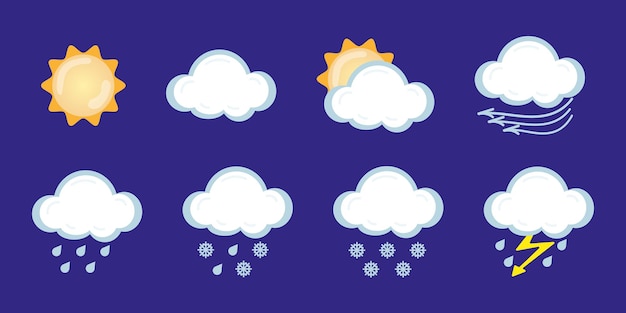 Weather icons on blue background