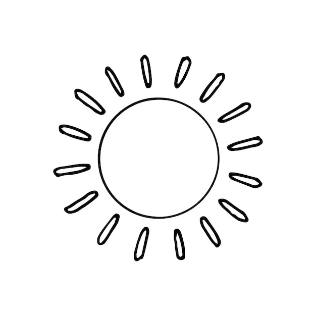 The weather is sunny Vector doodle sun Hand drawn meteorological forecast symbols Hot summer season Thin line web design icon