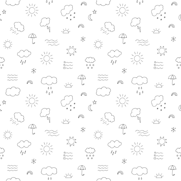 Weather seamless pattern vector illustration hand drawing doodles