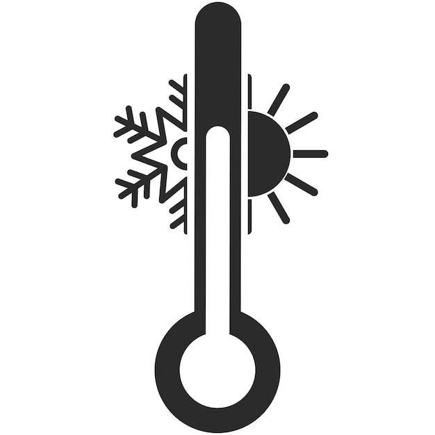 Weather temperature thermometer icon Thermometer with sunny and freezy weather outline vector icon