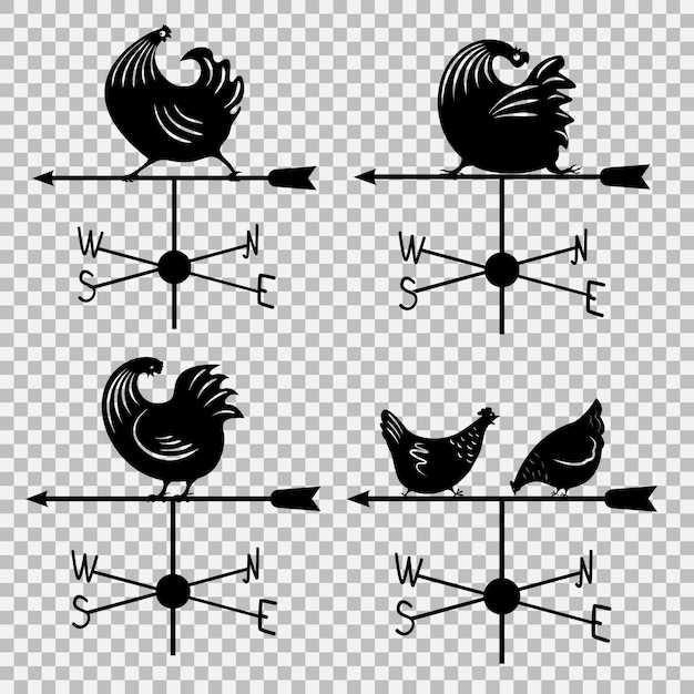 Weather vane icon set. logo with a rooster. Isolated