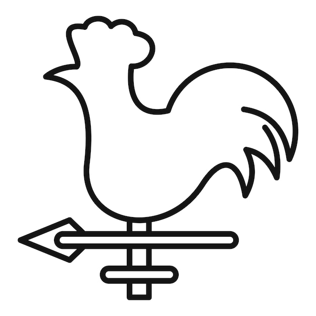 Vector weather vane showing rooster pointing wind direction