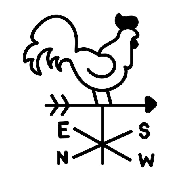 A weather vane with the word east on it