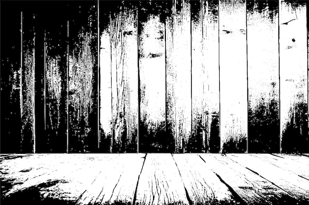 Weathered Wooden Plank Wall Black and White Texture Background