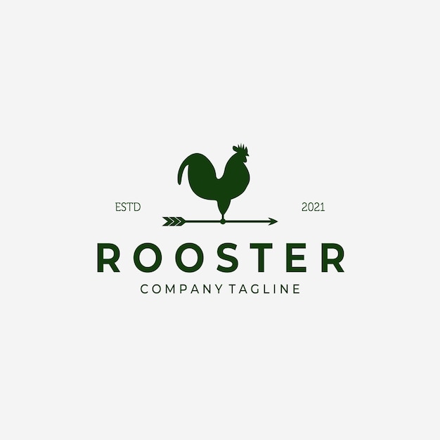 Weathervane Rooster Vintage Logo Vector Design Illustration, Rooster Icon, Farm Fresh, Livestock Company