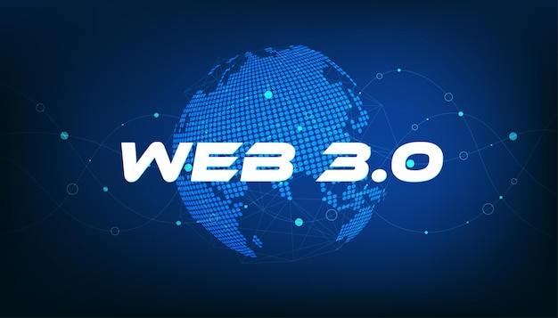 Web 30 text on dot world planet New version of the website using blockchain technology cryptocurrency and NFT art vector