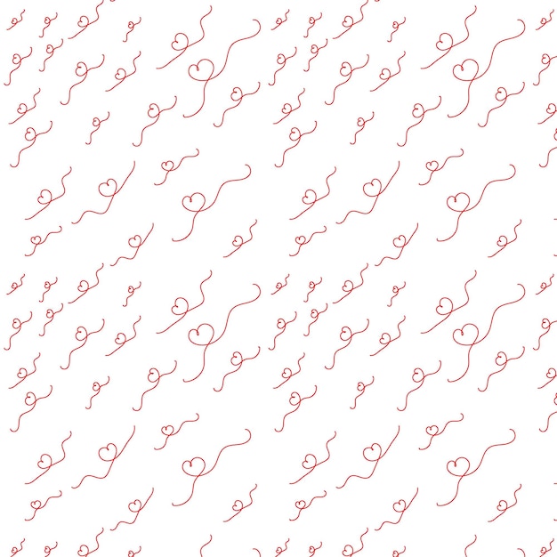 Web Abstract doodles with red lines and hearts on a white background