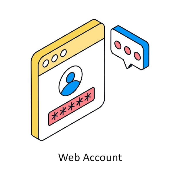 Web Account Isometric style icon Symbol on White background EPS 10 File