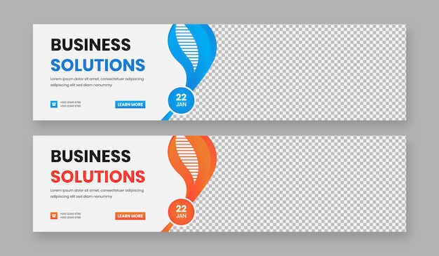 Web advertising banner set, Modern Gradient Blue cover header background for website design