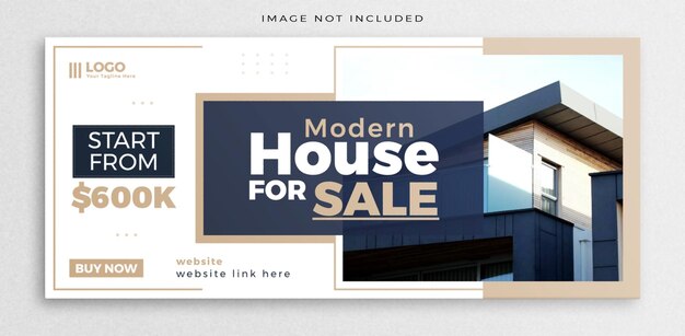 Vector web banner template design modern real estate house property and home social media facebook cover