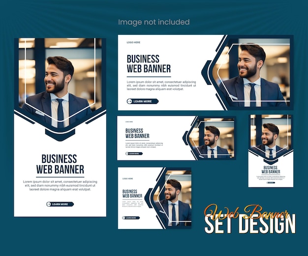 Web banner template design Set with different sizes Business advertising set design template