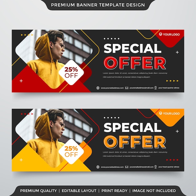 web banner template design with abstract and   style