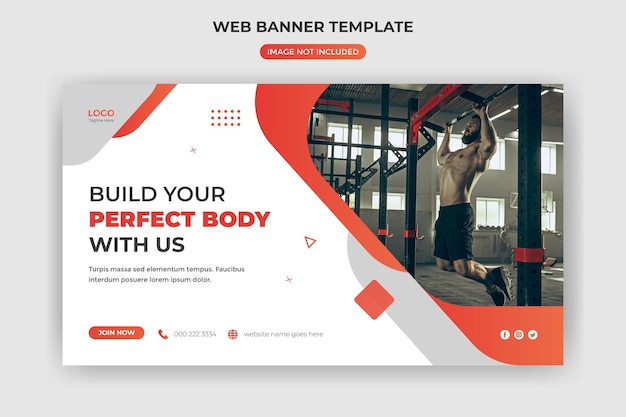 web banner and website cover fitness gym social media post template