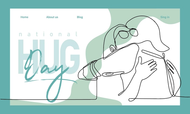 Web banner with a concept hug day and happy family relationship