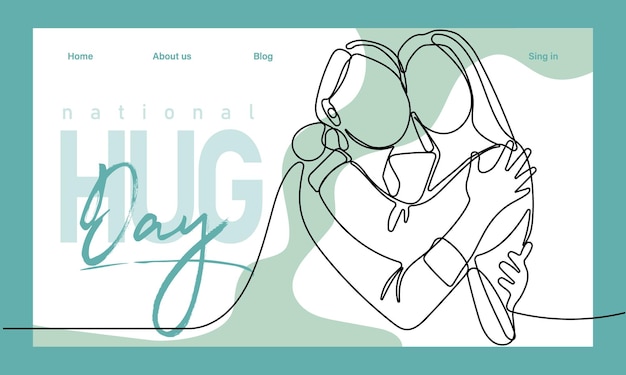 Web banner with a concept hug day and happy family relationship