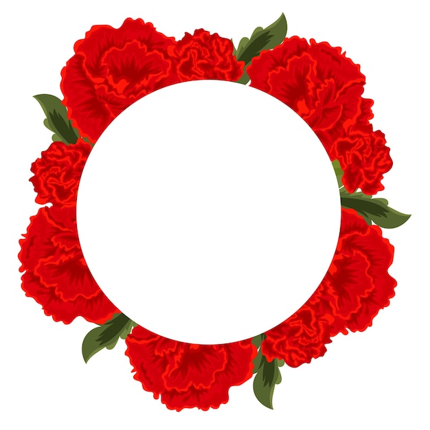 web banners with open buds of hairy red carnations with white circles in the middle for text